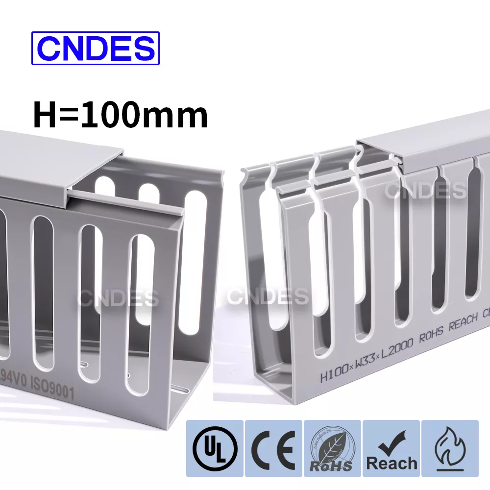 Монтажный короб из ПВХ с открытым слотом высотой 100 мм