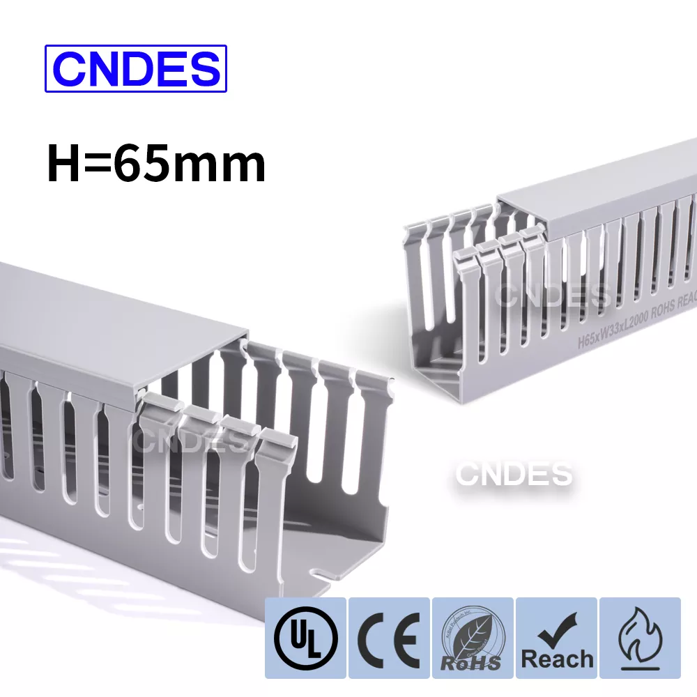 Промышленный кабельный канал из ПВХ с прорезями высотой 65 мм